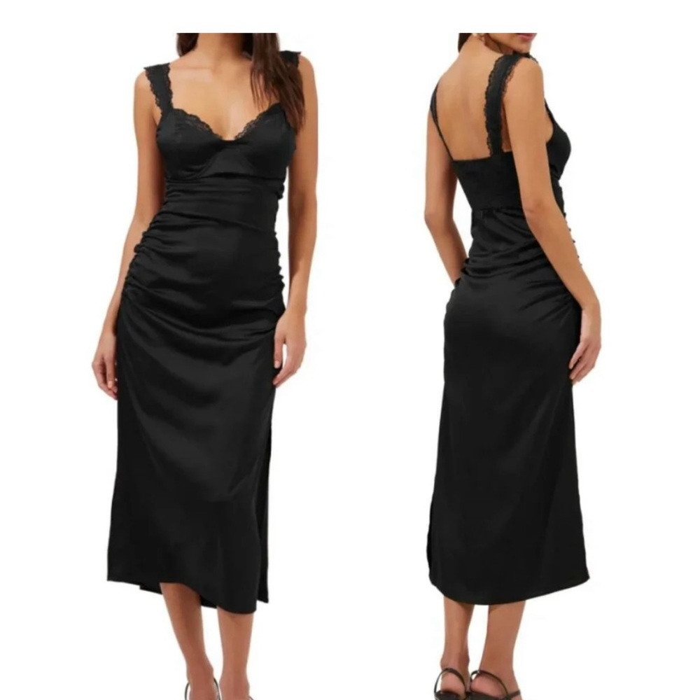ASTR The Label Alba Dress- Black Lace Trim Dress, Size XS